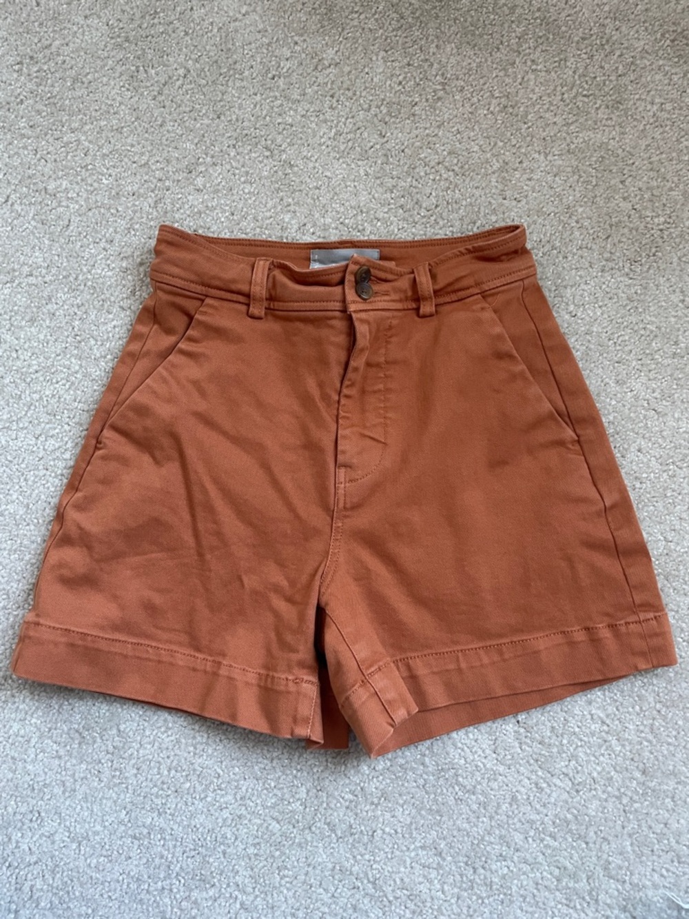 Everlane Way High Waist Utility Shorts in Rust Orange